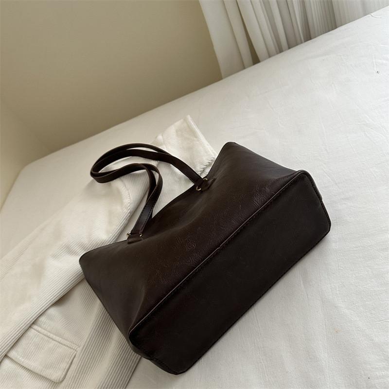 Tote Pu Women Bag With Solid Color Design And Letter Embossing For Everyday