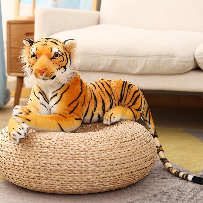 50-90cm Riesige Lebensechte Tiger Plüschtiere Weiche Wilde Tiere Simulation Weiß Brauner Tiger Jaguar Puppe Lustige Geburtstagsgeschenke