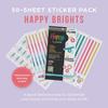 Happy Planner Sticker Pack for Calendars, Journals, and Diary Planners, Multicoloured Scrapbook Accessories, Happy Brights Theme, Classic Size, 30
