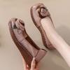 Fashion Rose flower slip on flats women's autumn genuine leather shoes woman shallow wedge heels ladies elegant retro moccasins loafers