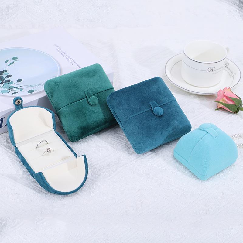 Elegant Double-Opening Velvet Jewelry Box for Rings, Bracelets, and Necklaces with Snap-Button Closure