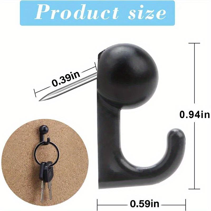 50Pcs Plastic Metal Crochet Black White Cork Thumbtack Hooks Decorative Thumb Tacks Hook Back Push Pins Hook for Cork Board