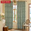 1PC Nuan Series Nordic Countryside Style Green Printed Curtains with Full Blackout Curtains for Bedroom Living Room Balcony Window for Home Decor