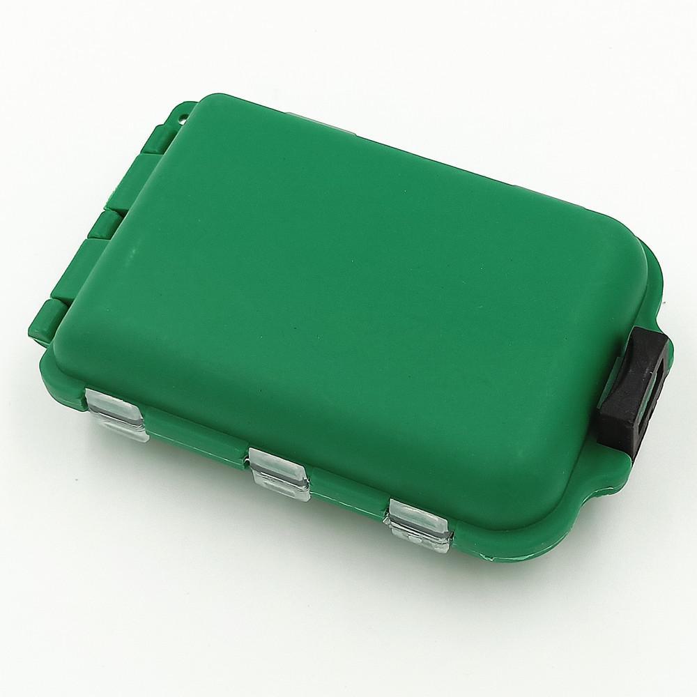 Mini Fishing Tackle Box with 10 Grids - Portable Plastic Storage for Fish Hooks and Swivels, Green Turtle-shaped Design.