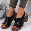 Fashion New Fashionable Thick-soled Fish-mouth Sewn European and American Women's Slippers with Crocodile Pattern