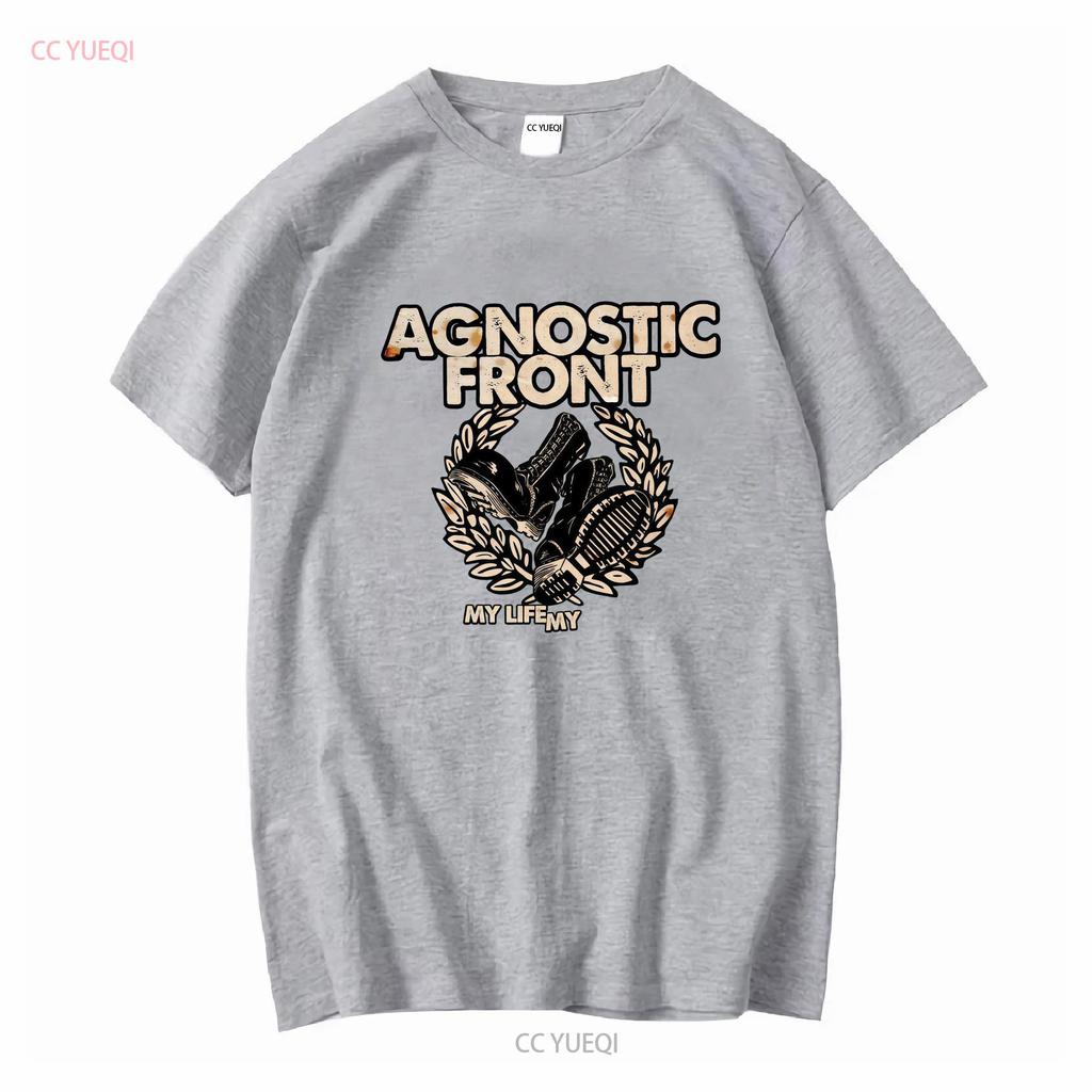 Agnostic Front Logo T Shirt MenS Cotton Classic Retro Vintage Washed Versatile Designer Clothes Stylish Fashion Breathable
