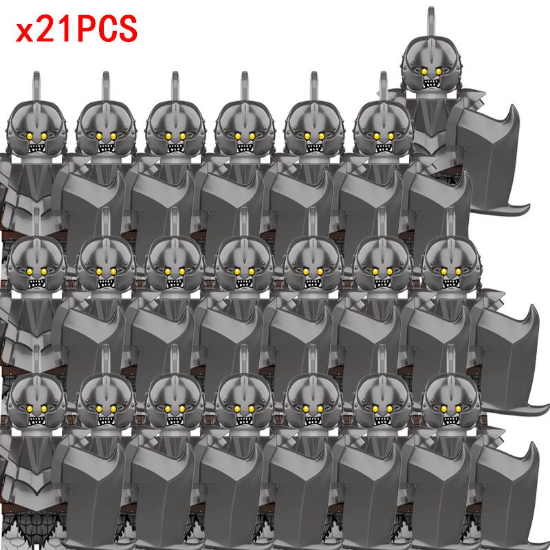 New 8pcs/lot MOC Uruk-hai Orc Army Group Orcus Figures Model Building Blocks LOTR Bricks Medieval Toys for Children gifts