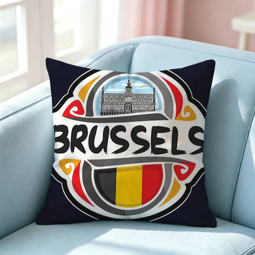 Comic Kingdom Belgium Flag Square DoubleSided printed Pillow Case Bedroom Bedside Pillow Sofa Cushion Cover