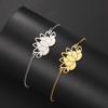 Simple Hollow Lotus Pendant Titanium Steel Bracelet Women Fashion Jewelry Gift