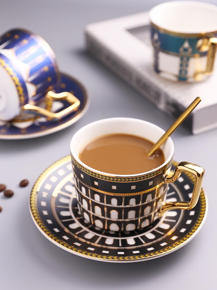 Luxury European Tower Bridge Ceramic British Coffee Cup And Saucer Spoon Set Home Afternoon Tea Milk Flower Tea Cup Mug