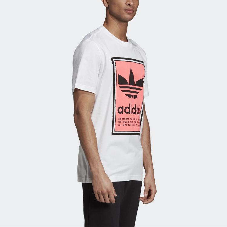 Adidas Originals Trefoil Filled Label Print Short Sleeve T-Shirt Men Tops White ED6938