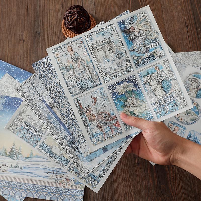 Large Retro Double-Sided Adhesive Journal Base and Decorative Background Paper Stickers