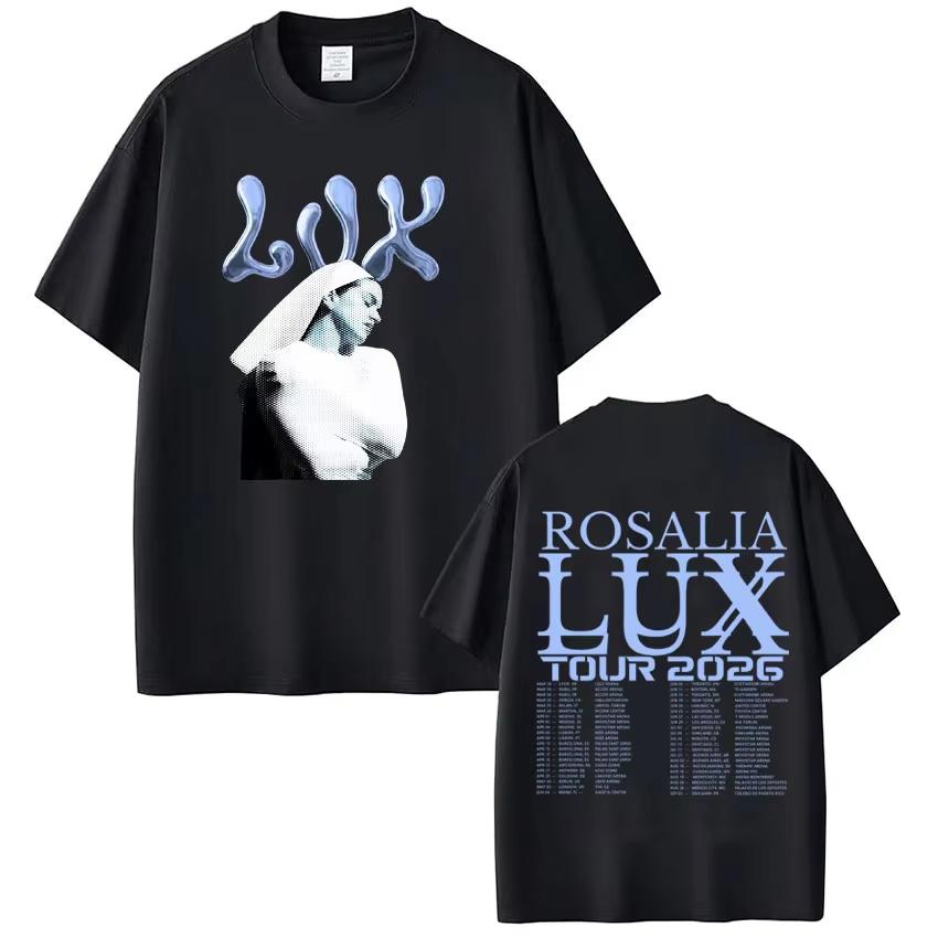 Singer Rosalia LUX Tour 2026 Printed Tees Men Women Fashion Tshirt Shortsleeved Loose Harajuku Oversized Aesthetics Tshirts