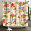Tenda da doccia arcobaleno vintage anni '70 senza cornice, Fungo Luna Hippie Fiore Sole Luna Farfalla Botanico Vintage, Arredamento Bagno