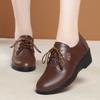 Spring Autumn Comfortable Non-slip Lace-up Women's Single Shoes  Mother Shoes Mid-heel Soft Wedge Soft Leather Pump