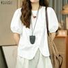 ZANZEA Women Casual Round Neck Puff Short Sleeve Blouse