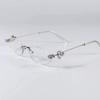 Oval Rimless Sunglasses Women Men UV400 Blue Light Blocking Minimalist Chic Eyewear With Rhinestone Detail