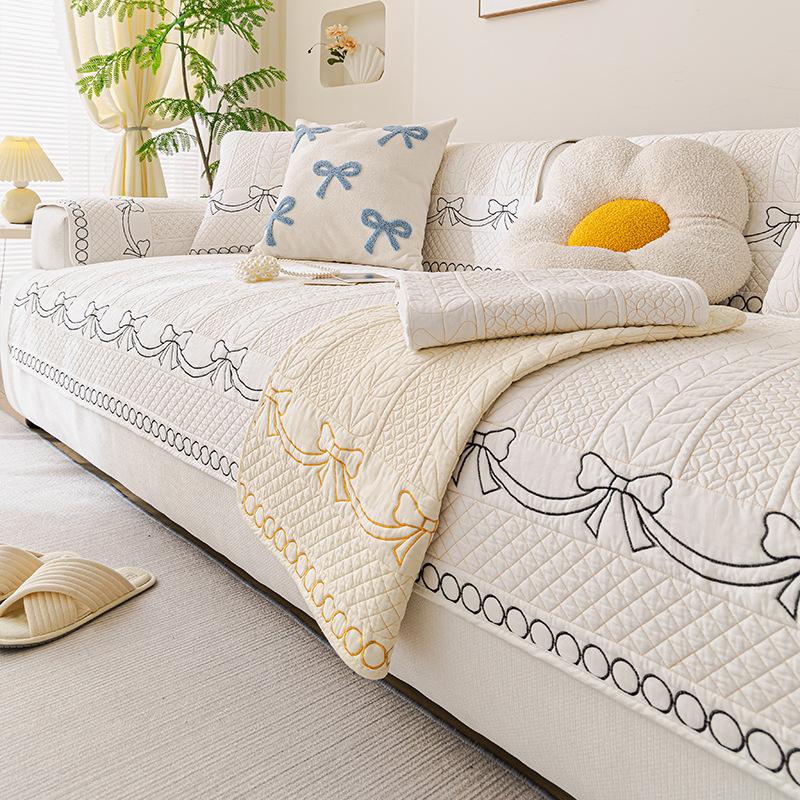 New Cream Wind Sofa Cushion Four Seasons Universal Cushion Sub-Cover Cloth Towel Fixed One-Piece Sofa Towel Cover