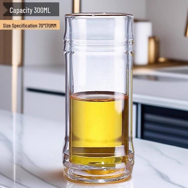 Shang Qi High Borosilicate Bamboo Joint Glass Cup, 300ml (2-Pack)