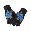 Soft Winter Gloves Embroidered Flower All Finger Gloves Knitted Gloves  Outdoor Cycling Driving