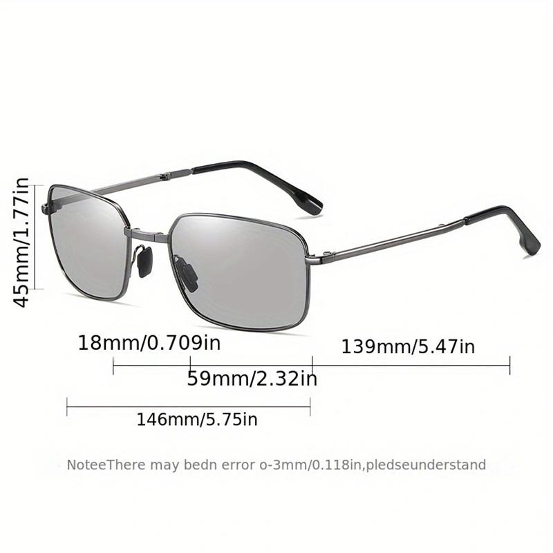 Men Folding Photochromic Sunglasses with Polarized Lens Rectangle Metal Summer Male Shades Trending Products
