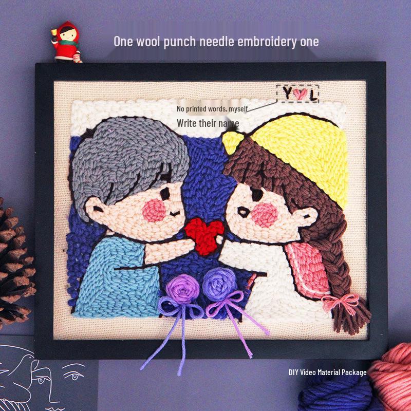 Russian Punch Needle DIY Kit: Handmade Wool Base for Fun Embroidery Projects