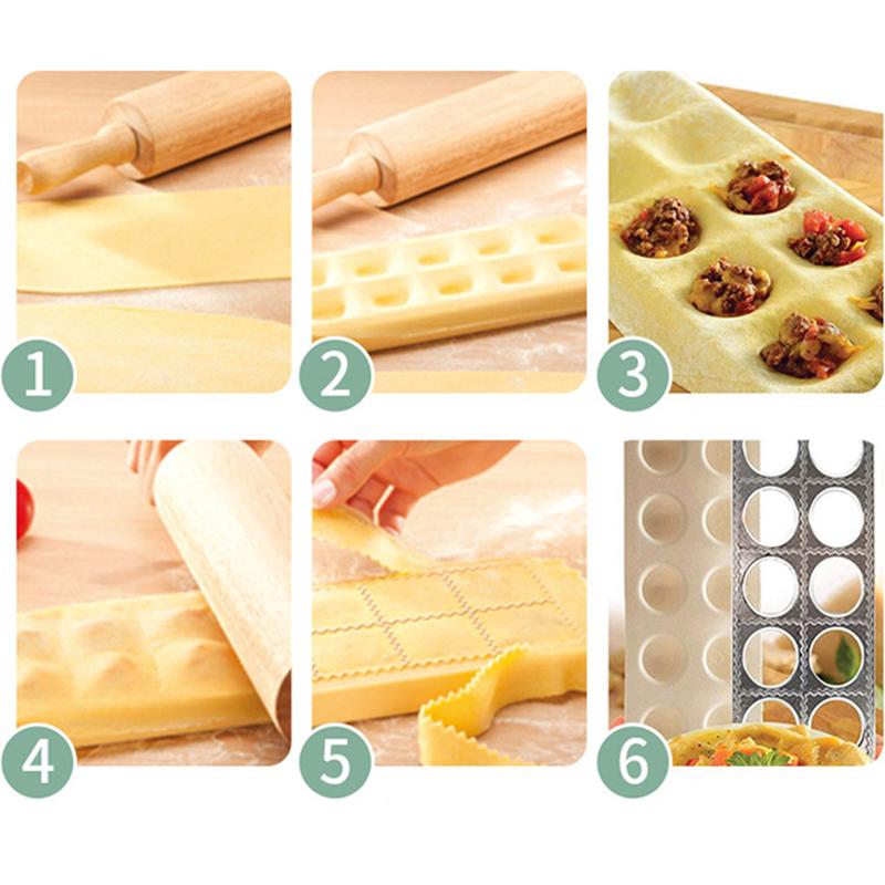 Plastic And Alloy Ravioli Maker 12 Holes Ravioli Mold Tray Pelmeni Pasta Maker Kitchen Aid Pasta Tool Dumplin Mould Press 0116