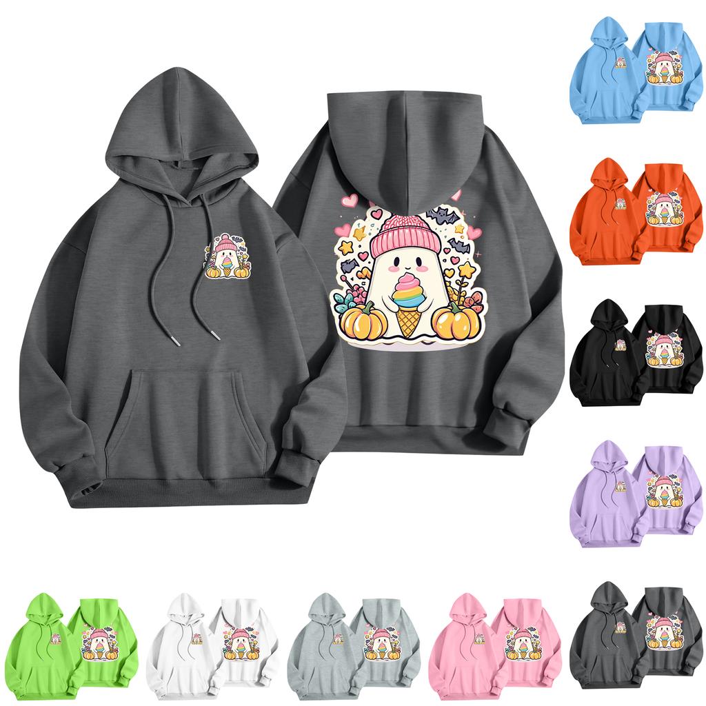 Children's Casual Fashion Halloween Print Long-Sleeved Hooded Sweatshirt