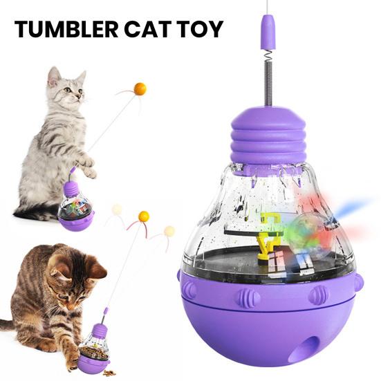 

Игрушка для кошек Yousheng, интерактивная игрушка-дразнилка для кошек, вращающаяся игрушка-неваляшка для домашних животных, светящийся забавный качающийся мяч, товары для животных