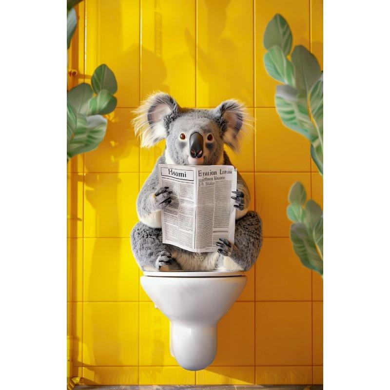 Trendy Bathroom Cat Pooping Reading In The Toilet Animal Canvas Painting Wall Art Print Bathroom Home WC Decor