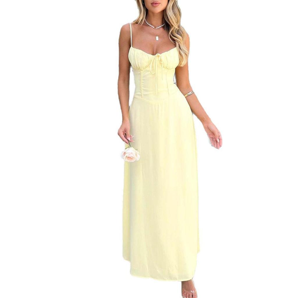 Abbigliamento da donna Primavera ed Estate Stile Temperamento Elegante Abito A-line con Bretelle in Vita