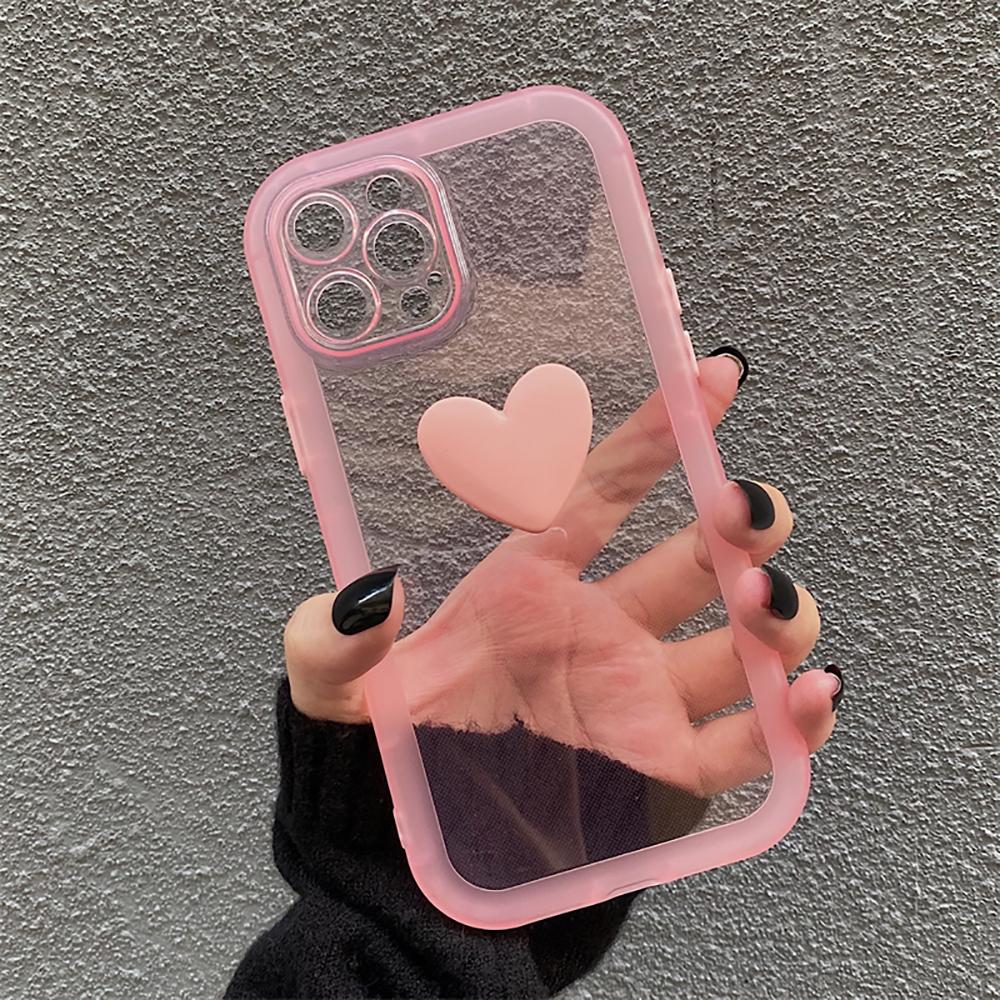 3D süße Herz Bonbonfarben stoßfeste Hülle für Iphone 12 11 13 14 Pro Max Xr Xs X 14 Plus transparente weiche Silikon-Rückseite