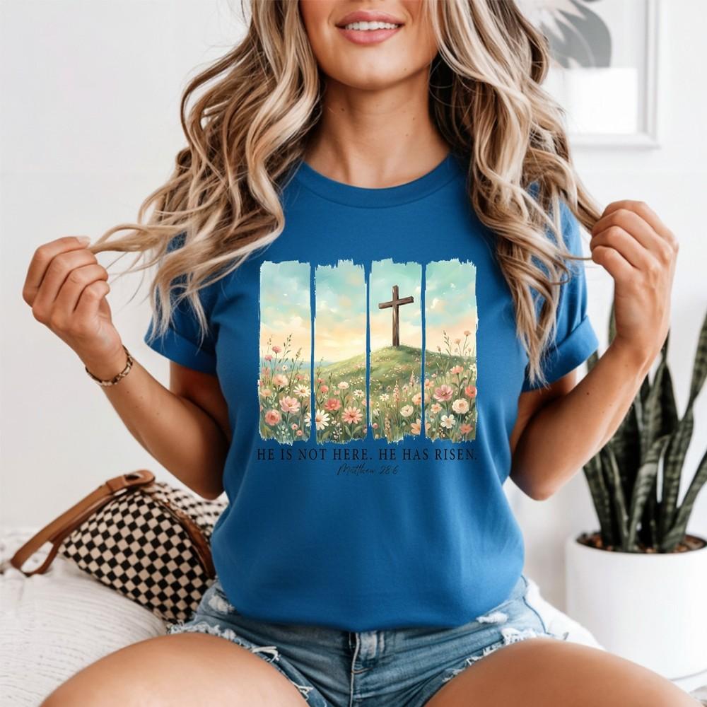 Unisexs Easter Christian Tshirt He Is Risen Religious Jesus Lover Gift