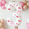 Palloncino digitale bianco da 32 pollici decorato con adesivi di ciliegie e adesivi con fiocchi per feste di compleanno e anniversari