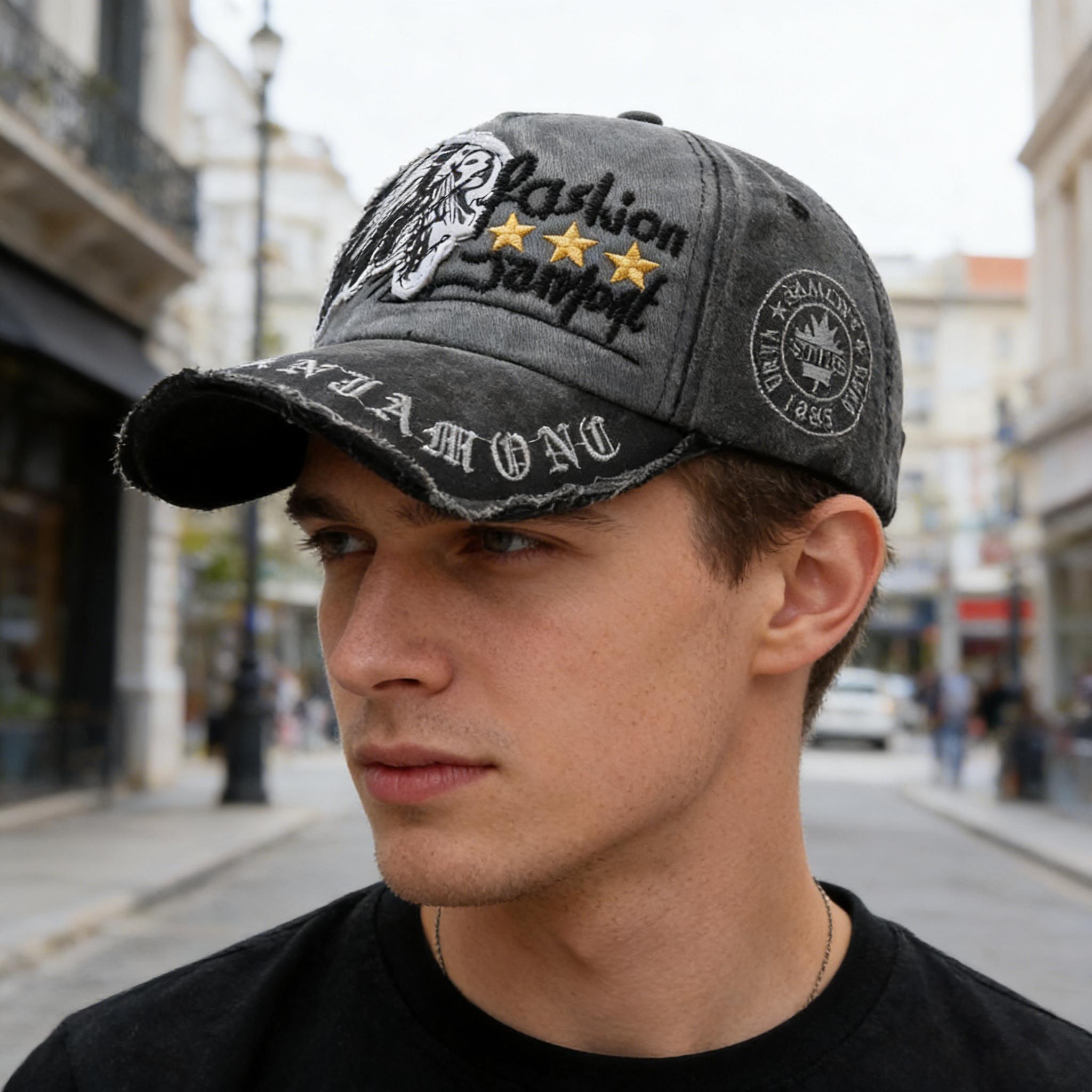 

Four Seasons New Baseball Cap Retro Distressed Casual Outdoor Sports Hat Spring and Autumn Sunhat Letter Embroidery Cap Men