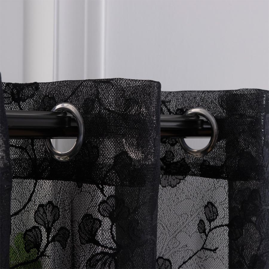 European Style Sheer Curtains with Gourd Floral Embroidery - Lightweight Polyester Fabric, Easy Install Grommet Top Design