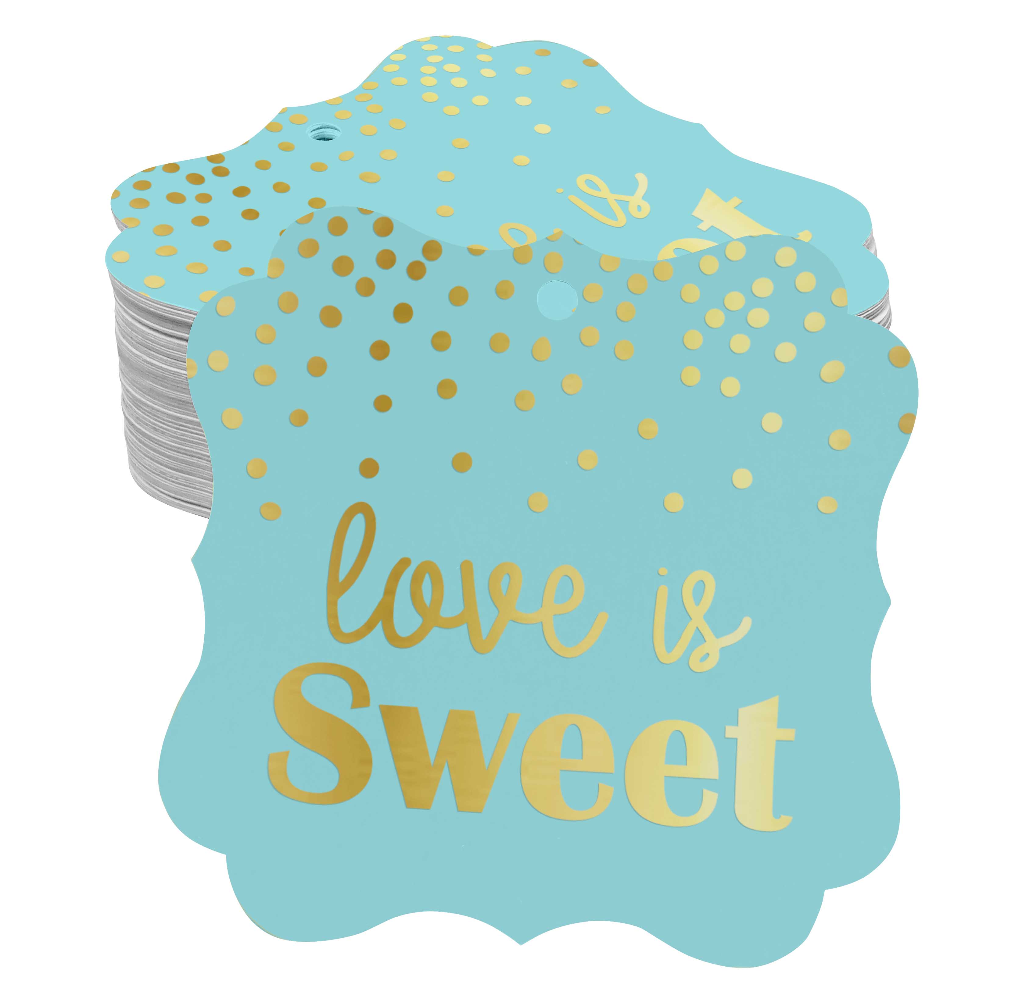

Inkdotpot Love Is Sweet Wedding Bottle Tag Справжня золота фольга 50 Gold Foil Tags синій
