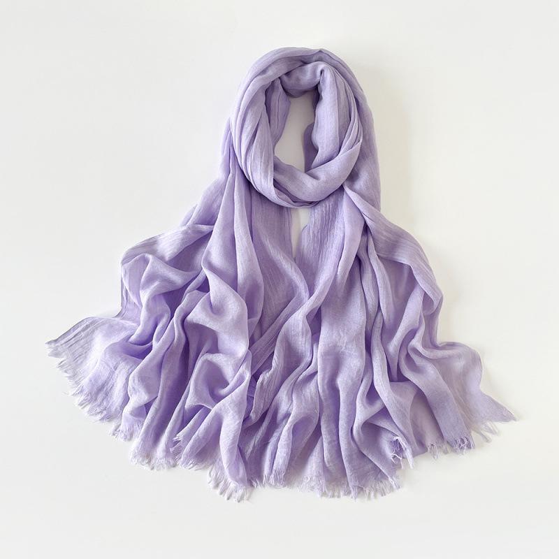 180 * 90 Cotton And Linen Scarf Sunscreen Folds Solid Color Human Cotton Silk Scarf Shawl Multi-Color Yarn Headscarf Women