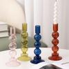 Nordic Glass Candle Holder Colorful Candy Color Translucent High Glass Candle Stand for Birthday Wedding Room Party Home Decor