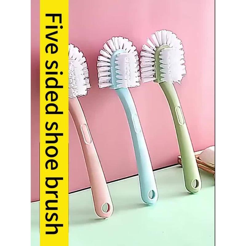 

[Круглая щетина Бытовая щетка для обуви] 5-сторонняя щетка для обуви с двусторонней круговой очисткой, без мертвых углов, прочная пластиковая жесткая щетина 1pc синий