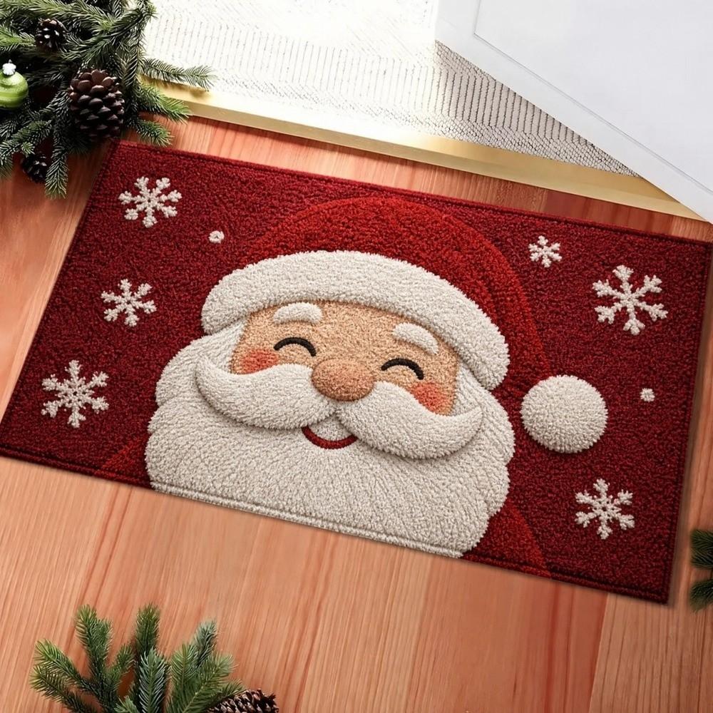 Santa Claus Design Bathroom Mat Water-absorbing Anti-slip Pad Door Carpet Christmas Season