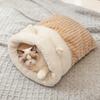 Winter Cat Sleeping Bag Warm Plush Cat Sack with Cute Ears Cozy Cats Cave Bed Pet Hideaway Tunnel Calming Bed for Puppies Kittens Small Pets
