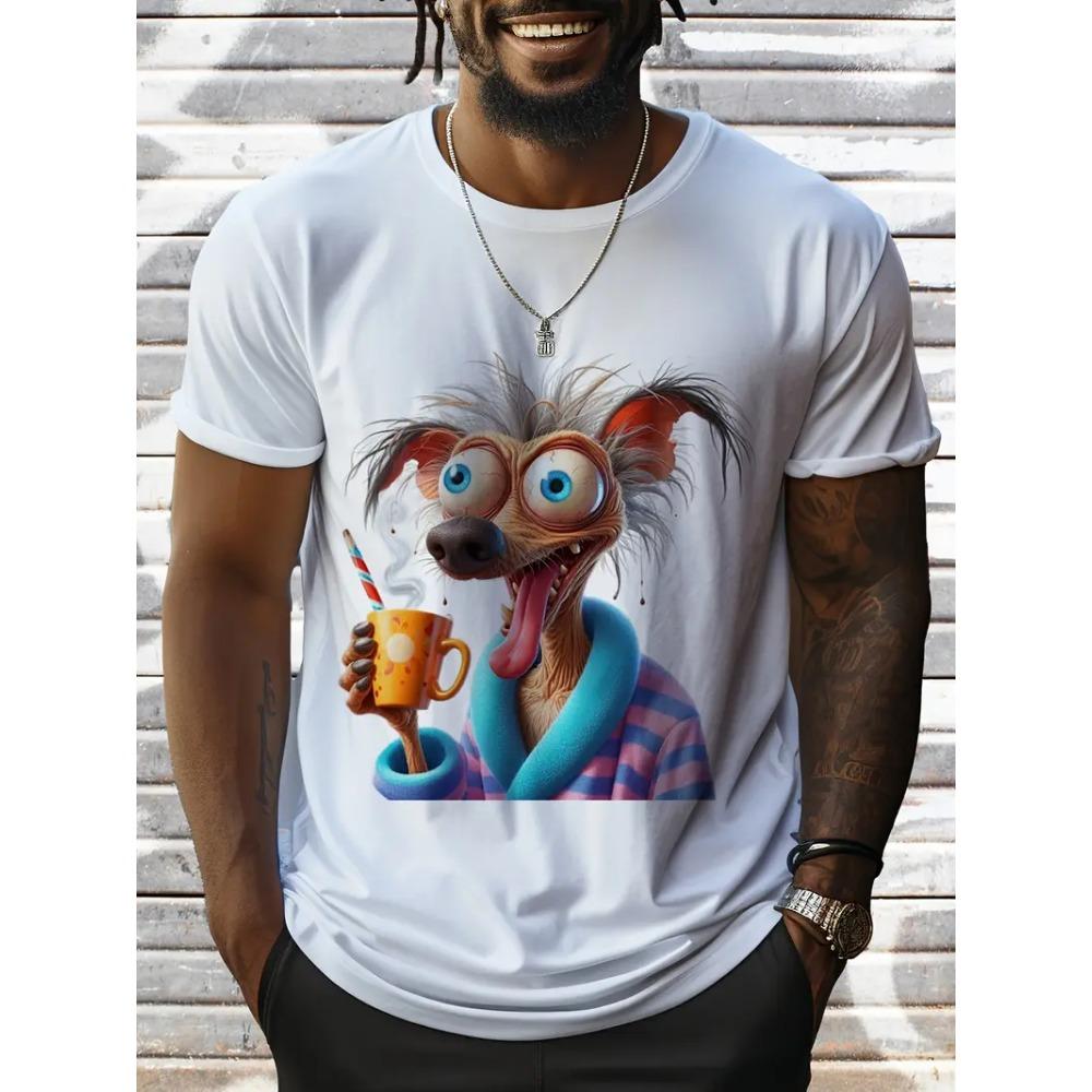 Sommer Herren Outdoor Freizeit Atmungsaktives T-Shirt Kurzarm Cartoon Tier 3D Gedrucktes Muster Groß Übergröße Locker Herren Kinder T-Shirt