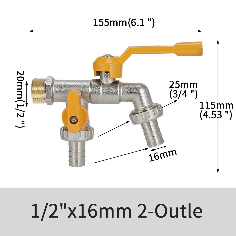 Outdoors Metal Cold-proof Lever Tap Double/One Outlet Faucets 1/2''  for Home Garden Hose Water Ball Valve Controller Adapter