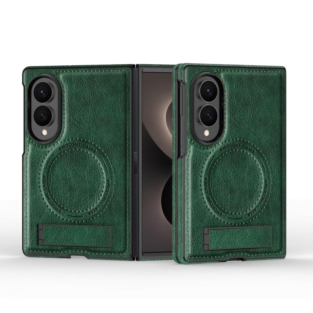 Luxury Business Magnetic Kickstand Leather Phone Case for Samsung Z Fold 8 Wide Shockproof For Magsafe Skin Feel Slim Cover