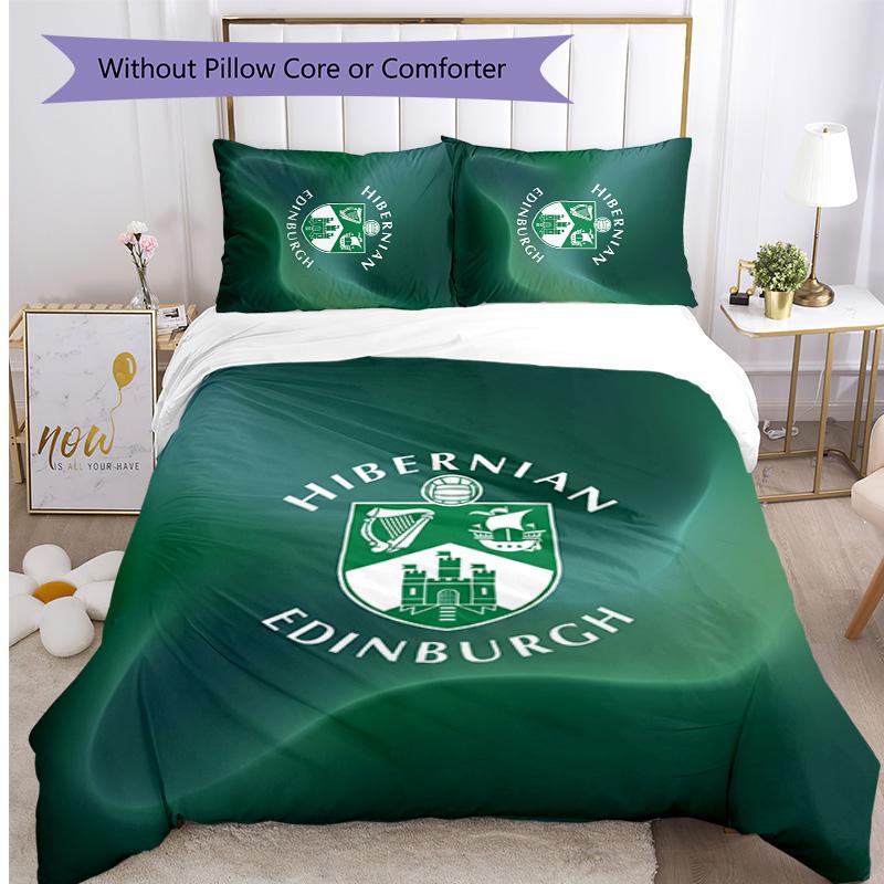 Hibernian FC Set Lenzuola Stampato 3 Pezzi Copripiumino Traspirante con Federe Biancheria da Letto Decorativa per Camera da Letto Casa