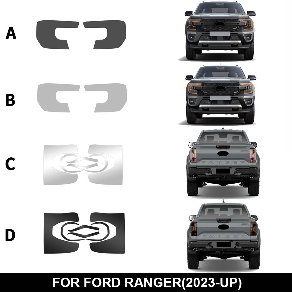 TPU For Ford Ranger T9 2023 2024 2025 2026 Smoke Black Headlight Film Rear Taillights Protective Transparent Sticker Accessories