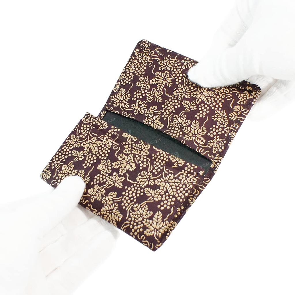 Indenya Inden Business Card Case, Large Capacity, Deerskin, Purple with White Lacquer, Grape Pattern, 2501-16-120