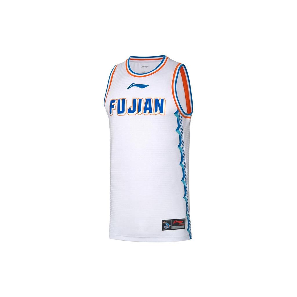 Li Ning CBA Series Fujian Team Letter Print Brand Logo Basketball Jersey Men Jersey White AAYQ429-1