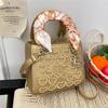 Small Square Bag Women's Bag French High-end Small Fragrance Embroidery Love Fashion One-shoulder Crossbody Bag Women's Silk Scarf Handbag